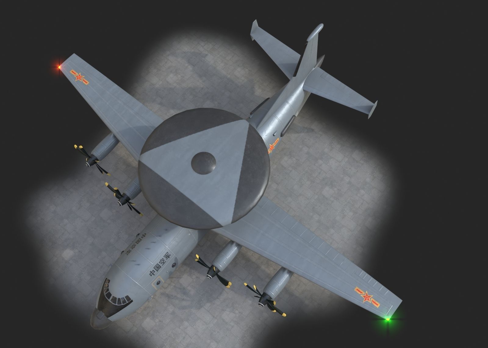 two coatings Chinese KJ500 awacs KJ-500H Yun9 Y9 Low-poly 3D model_14