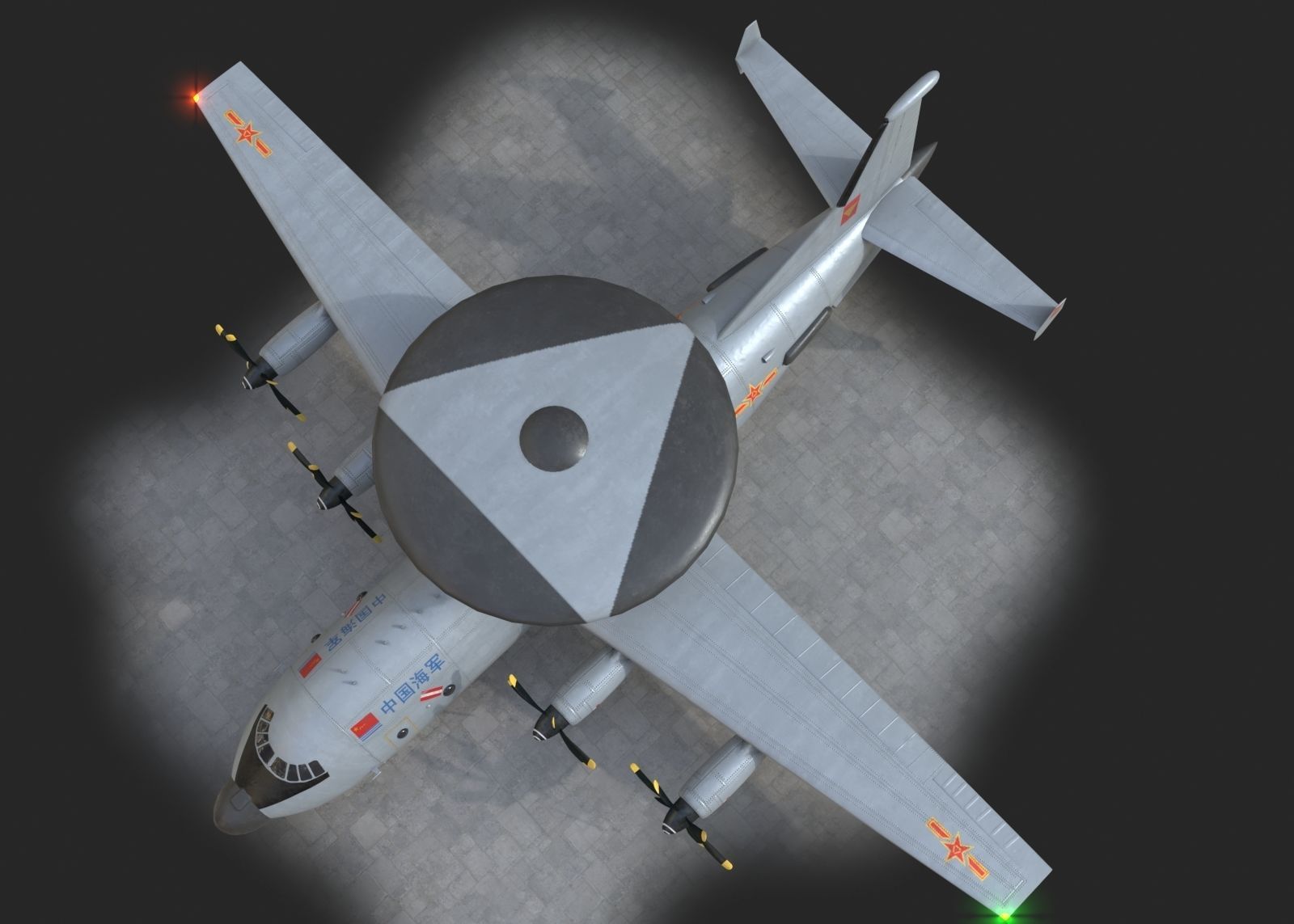 two coatings Chinese KJ500 awacs KJ-500H Yun9 Y9 Low-poly 3D model_13