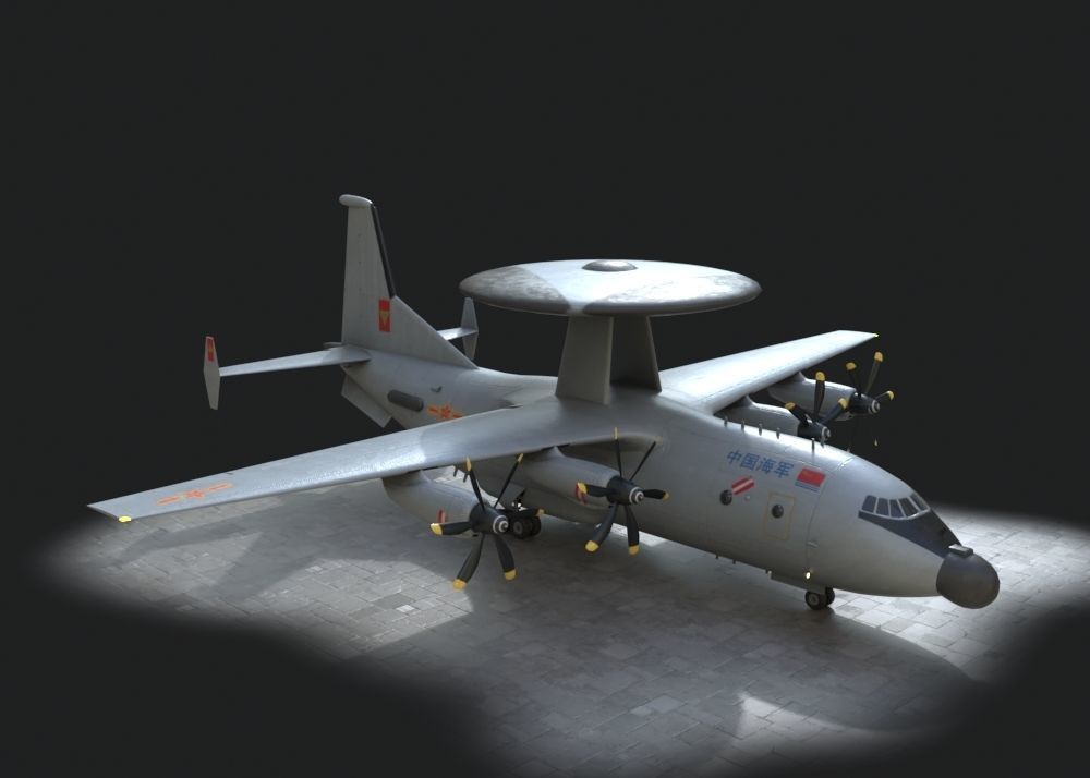 two coatings Chinese KJ500 awacs KJ-500H Yun9 Y9 Low-poly 3D model_4