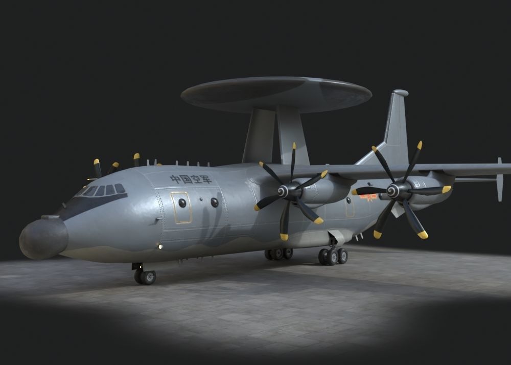 two coatings Chinese KJ500 awacs KJ-500H Yun9 Y9 Low-poly 3D model_1