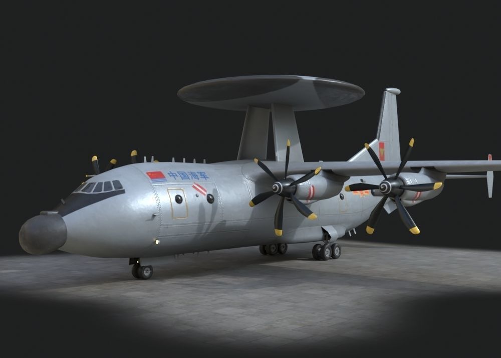 two coatings Chinese KJ500 awacs KJ-500H Yun9 Y9 Low-poly 3D model_2