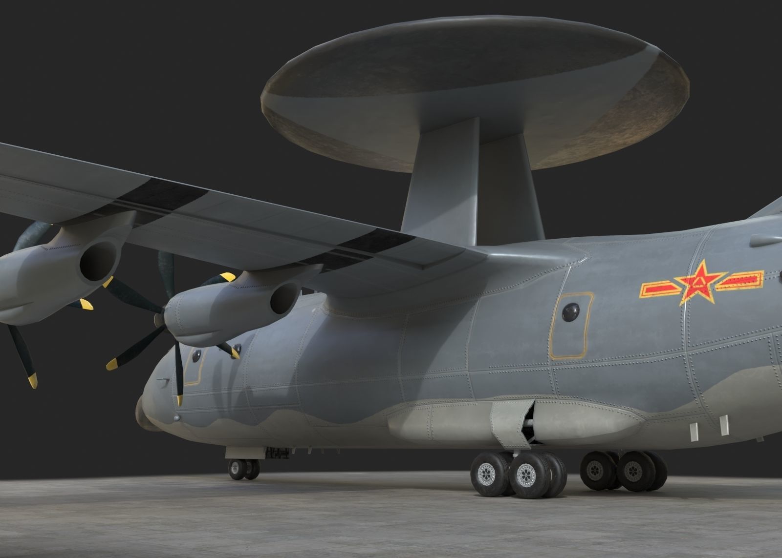two coatings Chinese KJ500 awacs KJ-500H Yun9 Y9 Low-poly 3D model_11