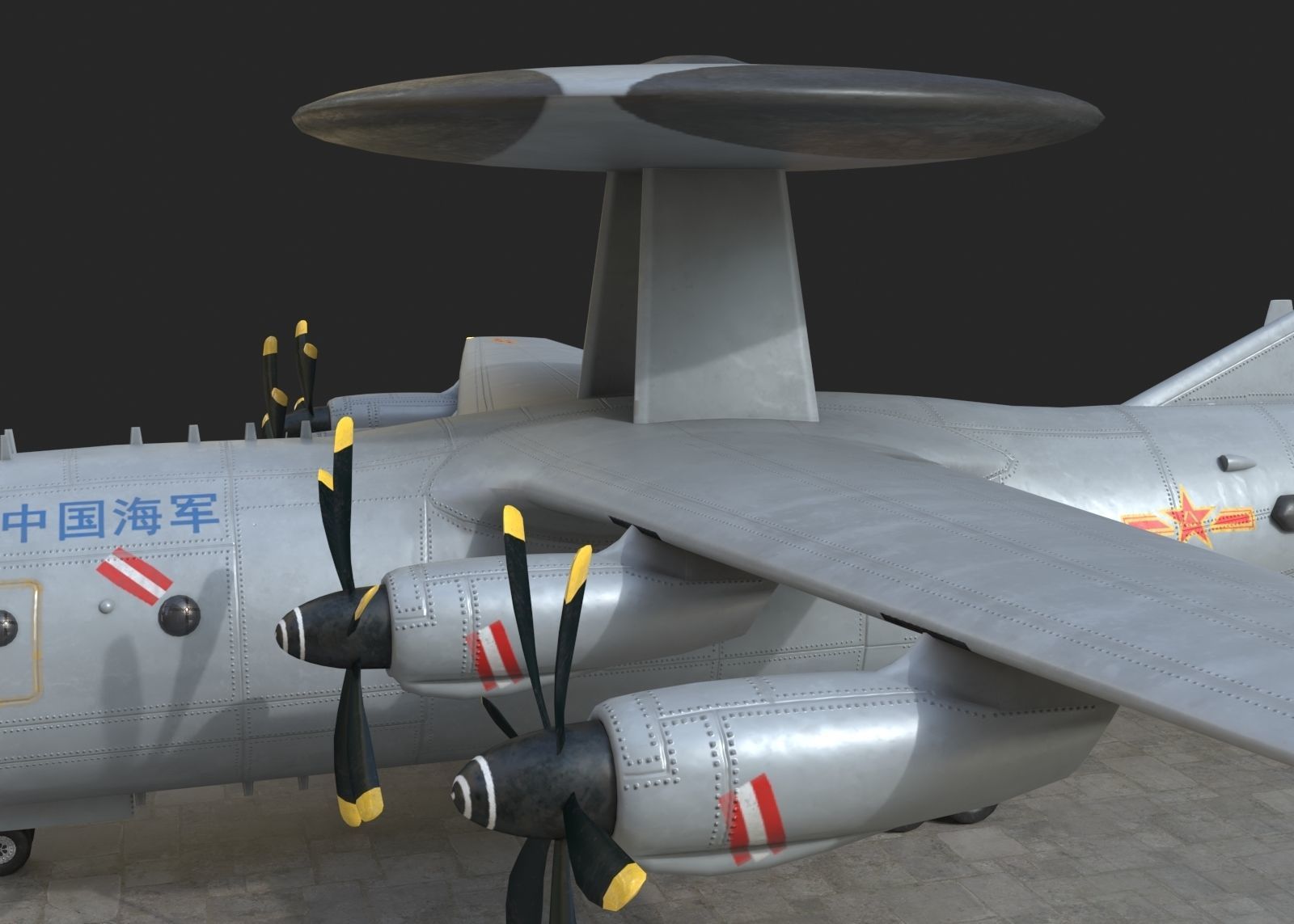 two coatings Chinese KJ500 awacs KJ-500H Yun9 Y9 Low-poly 3D model_12