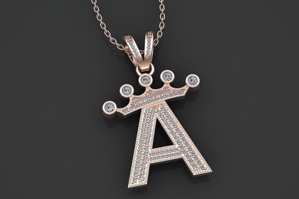 A letter pendant 3D print model_3