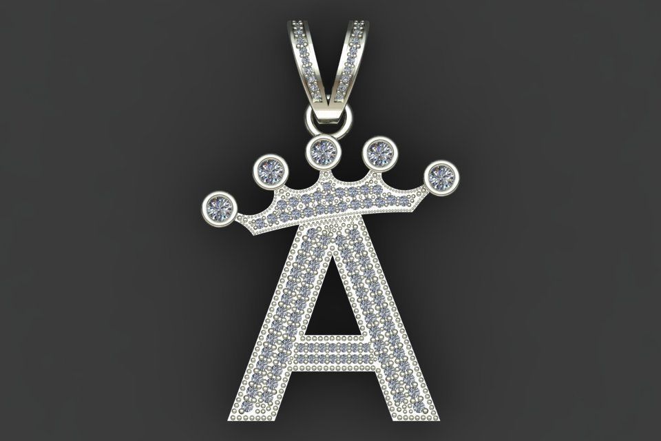 A letter pendant 3D print model_15