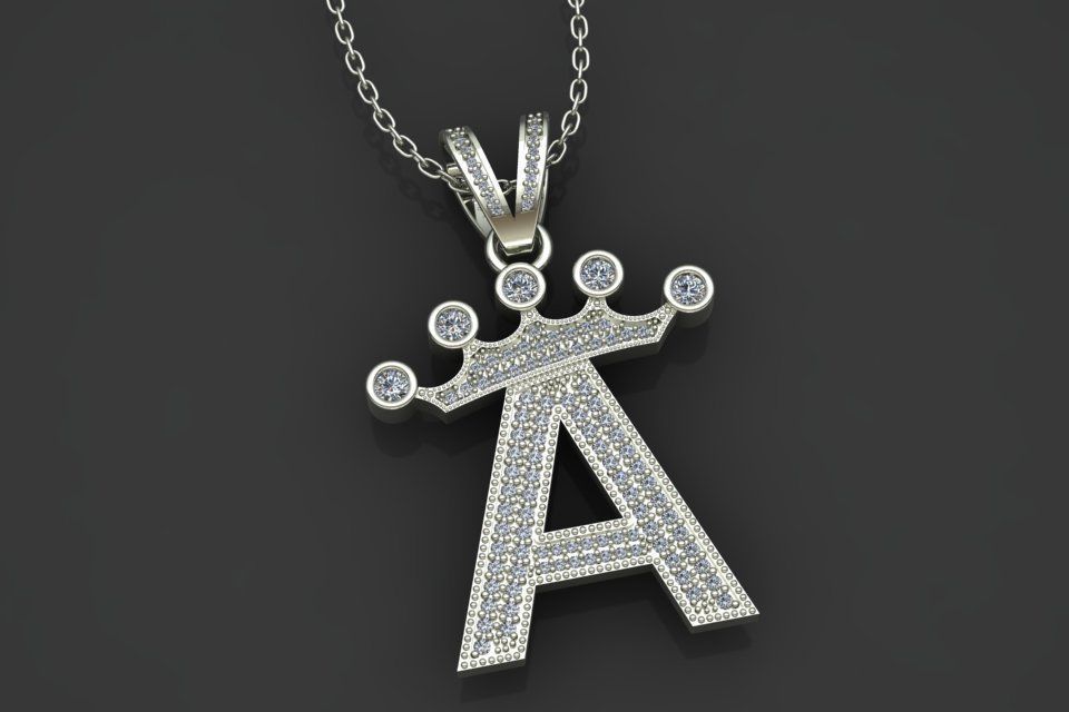 A letter pendant 3D print model_2