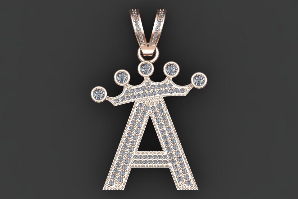 A letter pendant 3D print model_16