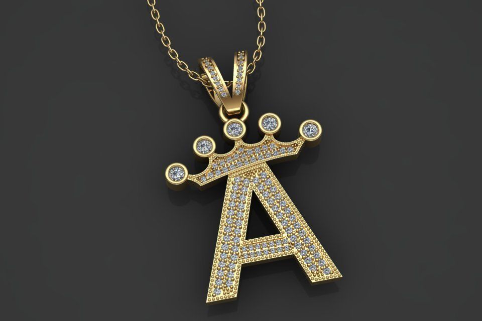 A letter pendant 3D print model_1