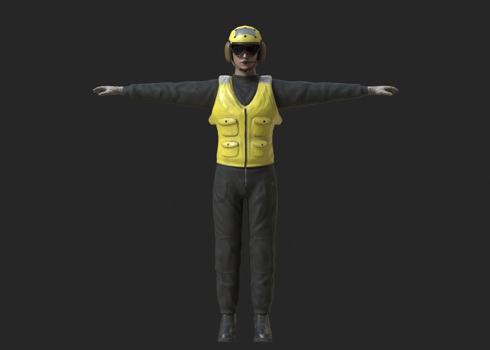 Chinese NAVY Flight Deck Crew PLAN Carrier Deck Signal Officer Low-poly 3D model_9