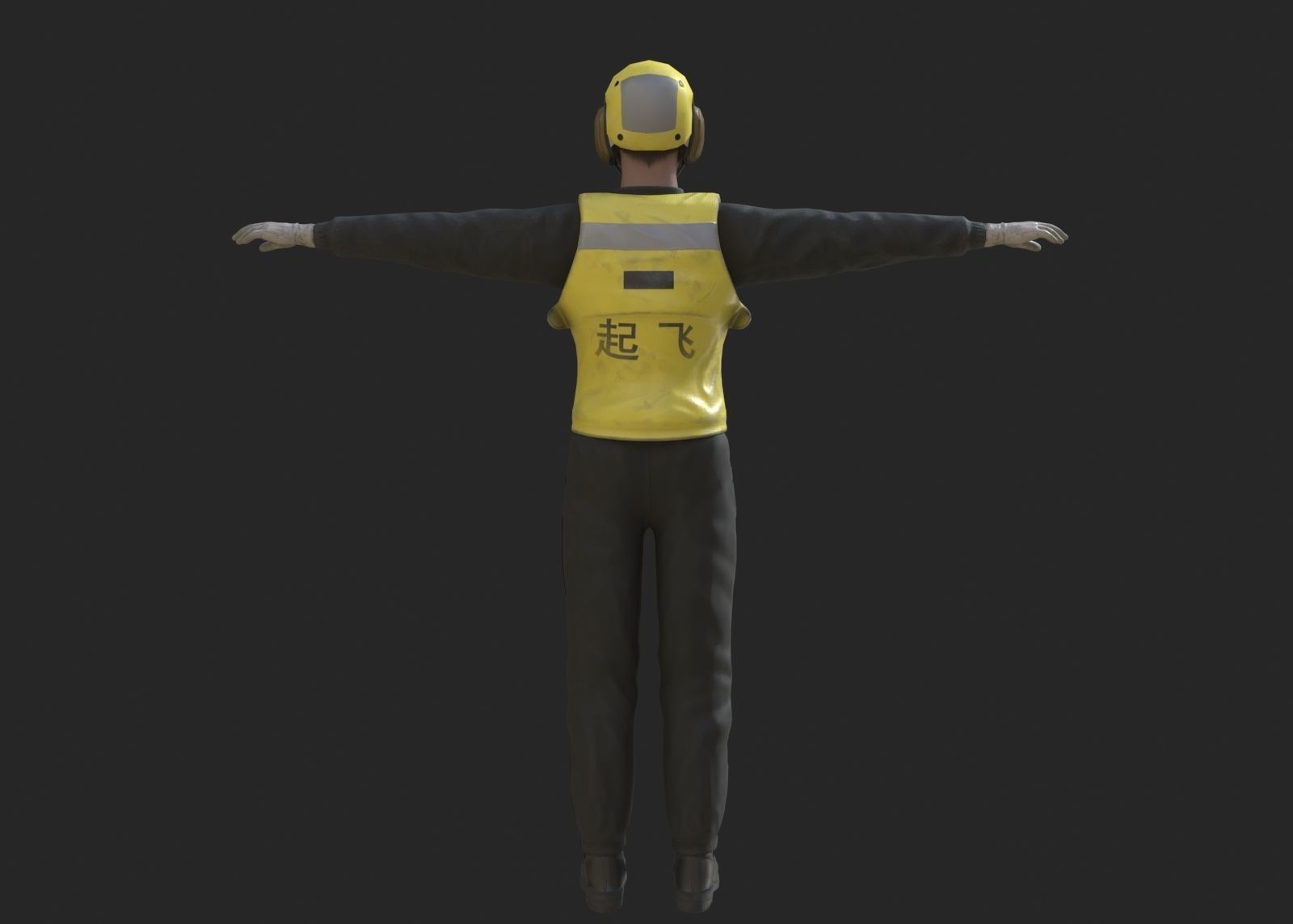 Chinese NAVY Flight Deck Crew PLAN Carrier Deck Signal Officer Low-poly 3D model_10