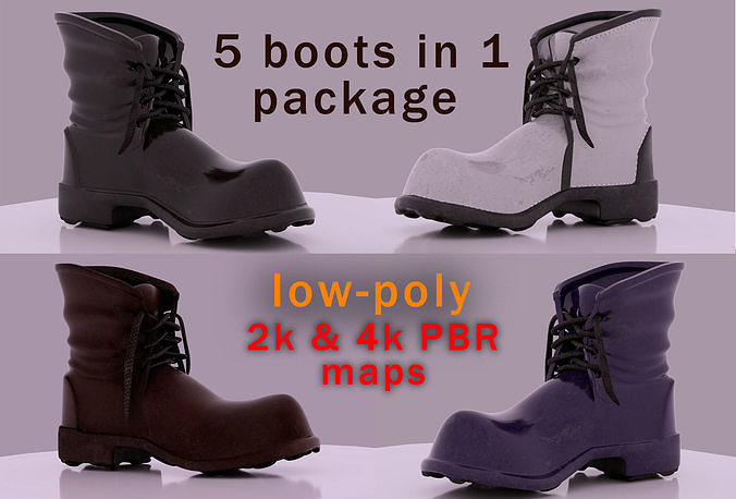 white boot  Low-poly 3D model