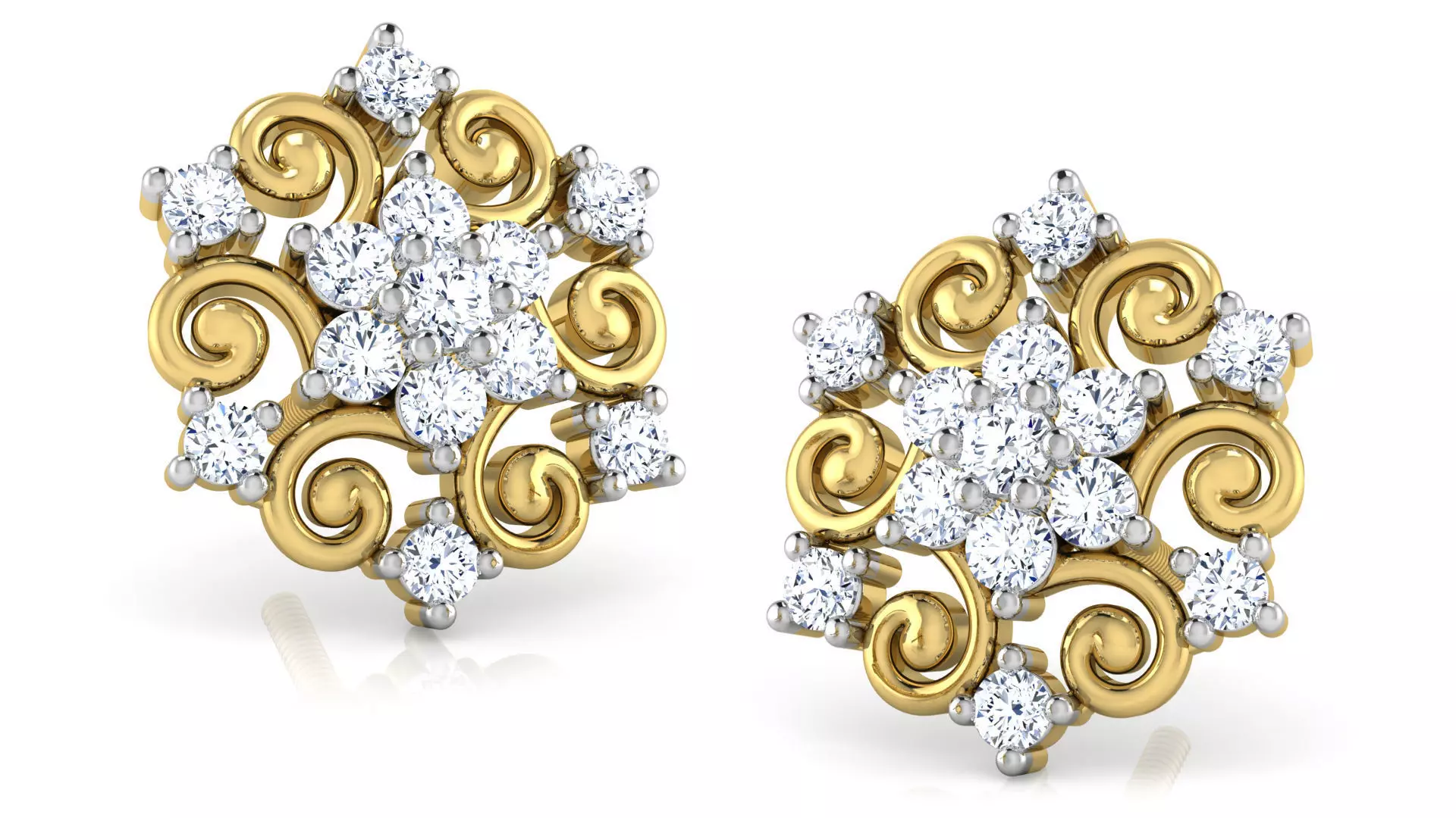 Curl Shape Flower Design Earring 3D print model