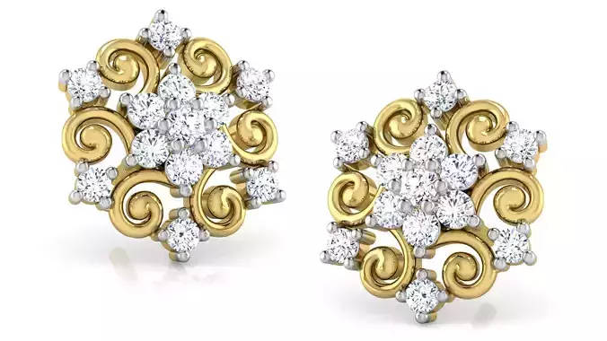Curl Shape Flower Design Earring