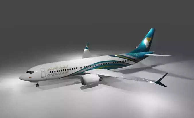 Oman Air Boeing 737 max 8 3d model low poly Low-poly 3D model