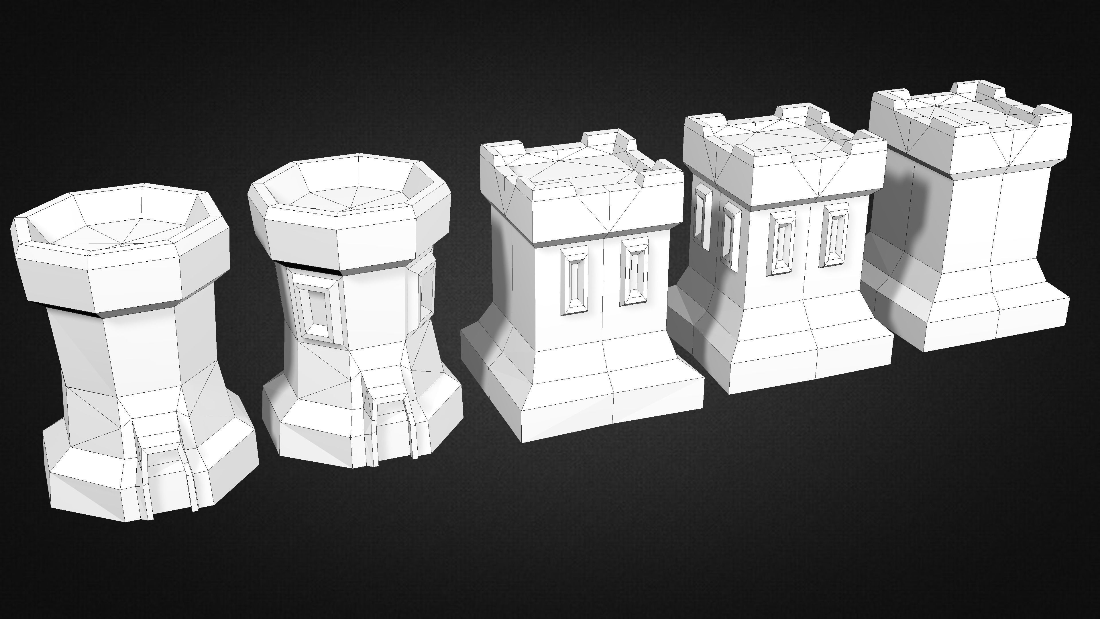 Medieval Stone Castle Pack Low-poly 3D model_9