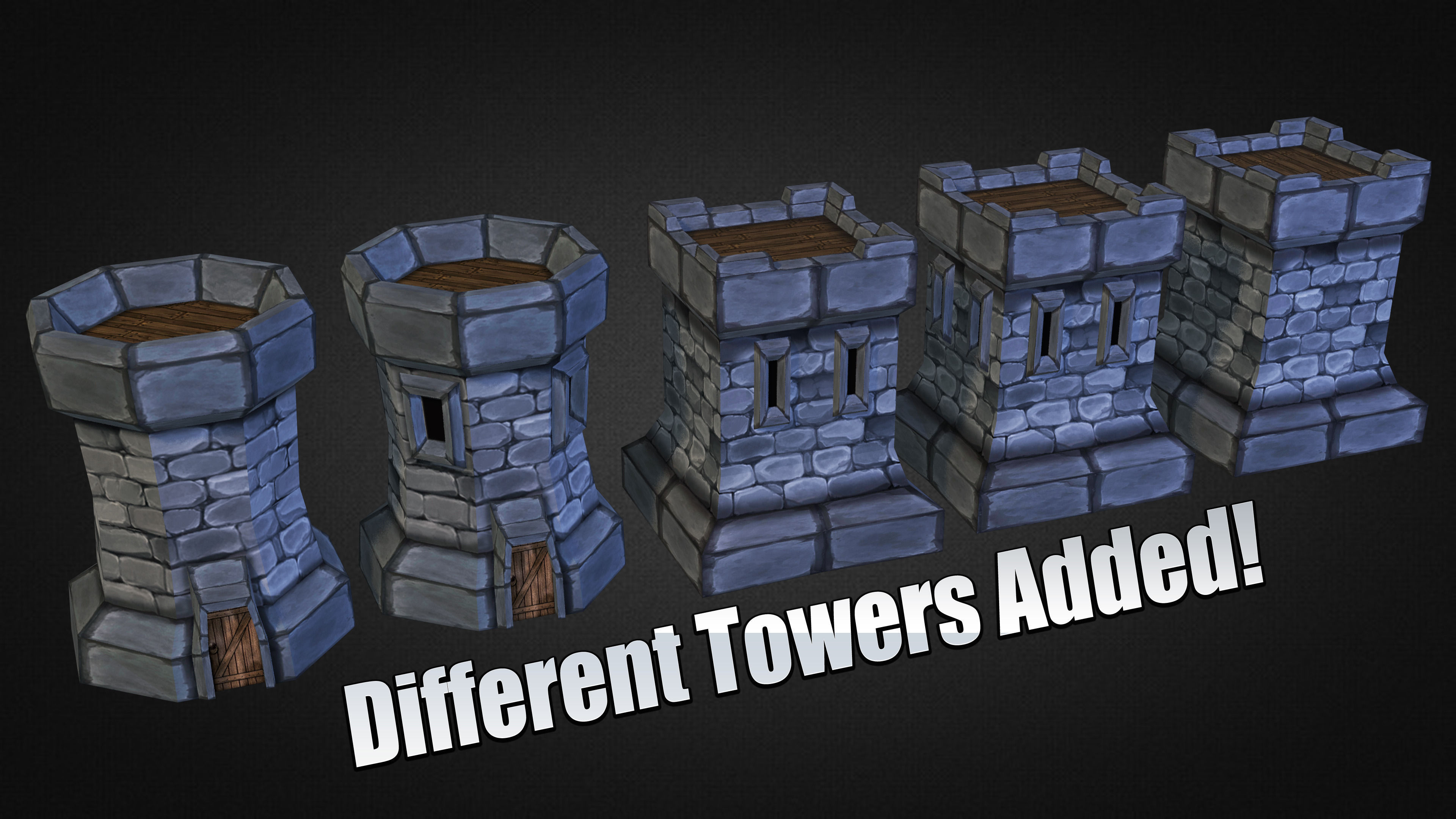 Medieval Stone Castle Pack Low-poly 3D model_4