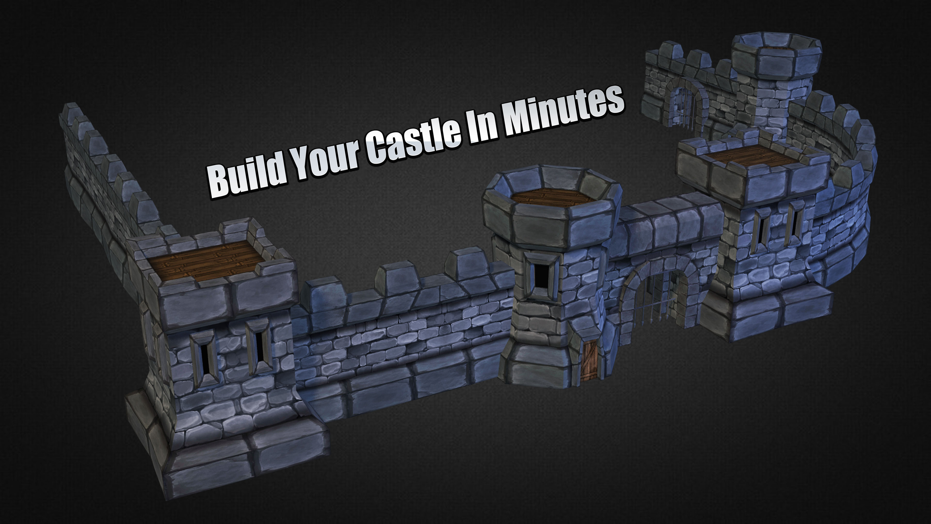 Medieval Stone Castle Pack Low-poly 3D model_5