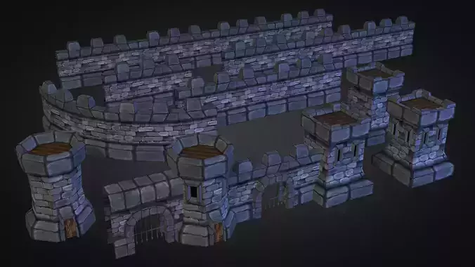 Medieval Stone Castle Pack Low-poly 3D model