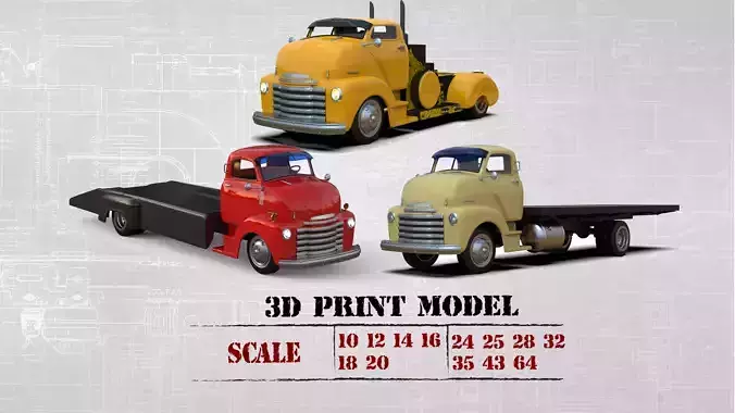 STL for 3Dprinting vintage older truck COE 3D Model Collection