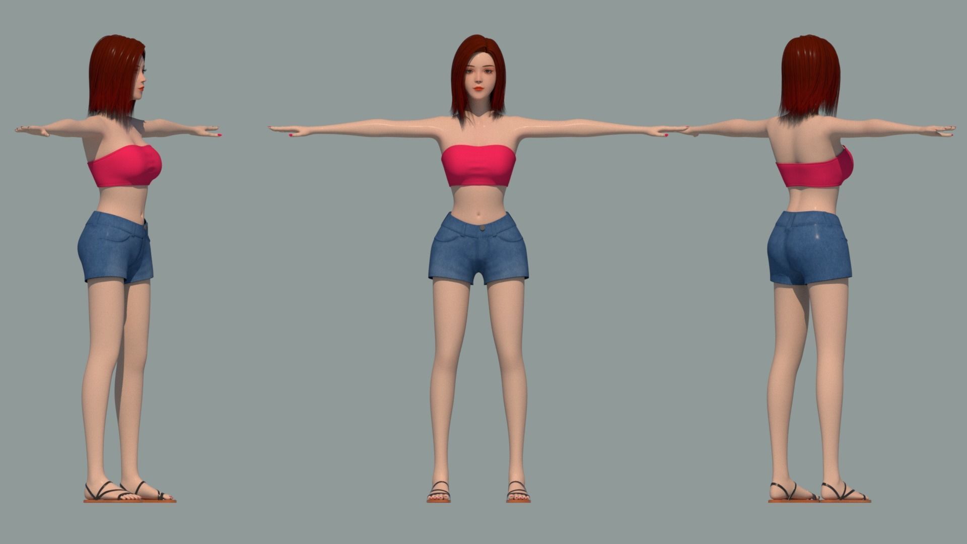 Realistic Female Character Maya Rig Model 3D model_3