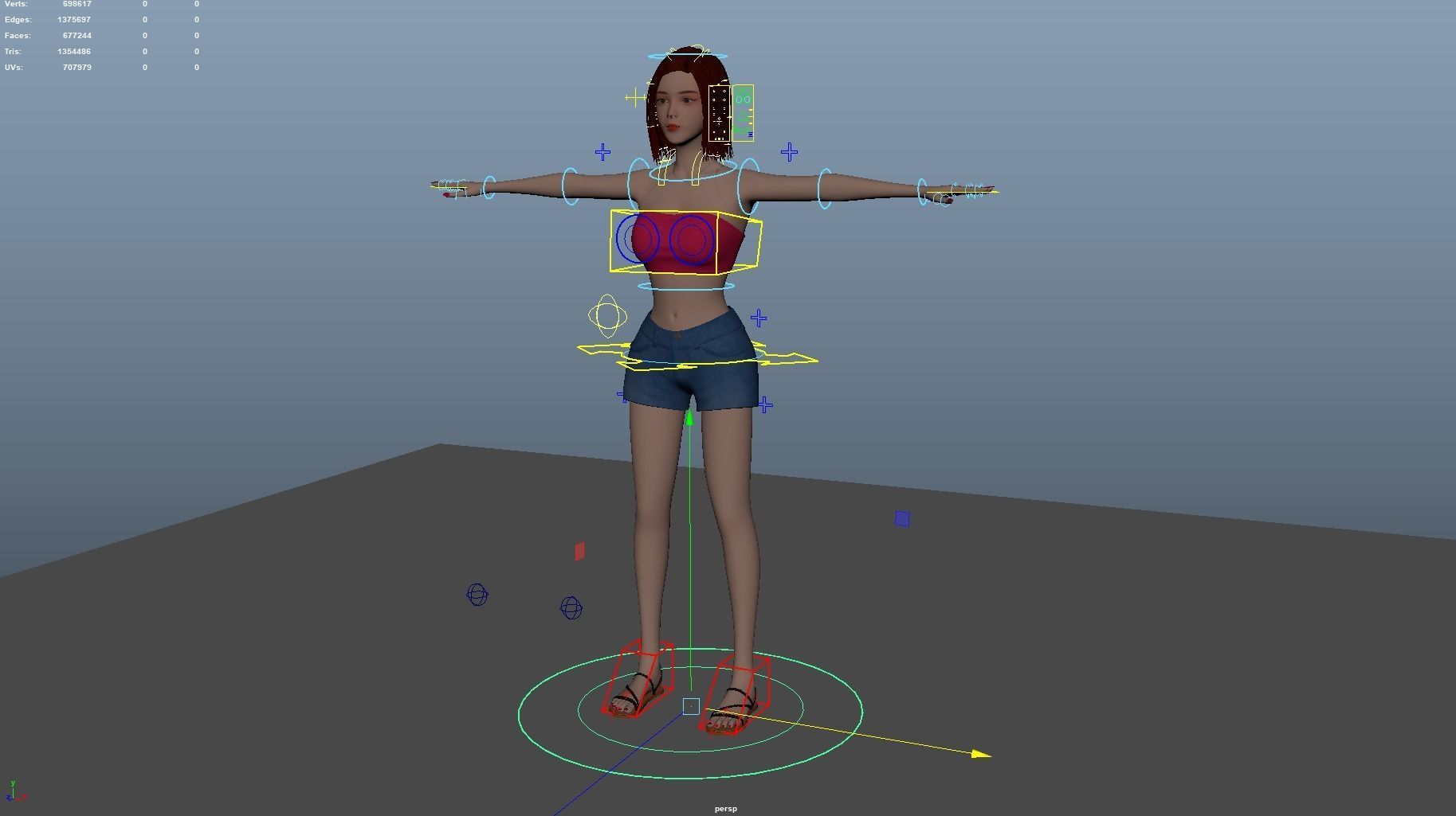 Realistic Female Character Maya Rig Model 3D model_4
