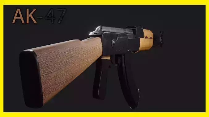 Ak47-textured-pbr material 3D model