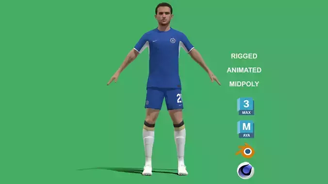 3D Rigged Ben Chilwell Chelsea 2024 3D model