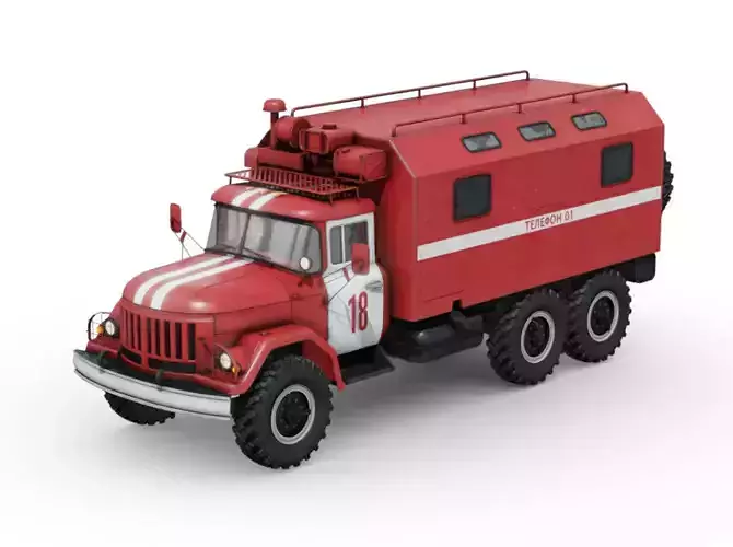Soviet Fire Service Command Vehicle Low-poly 3D model