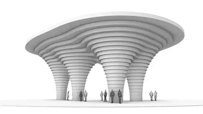 Sliced Contour Columns Pavilion