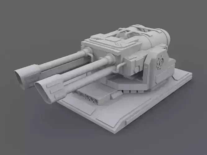 Turret machine gun Low-poly 3D model