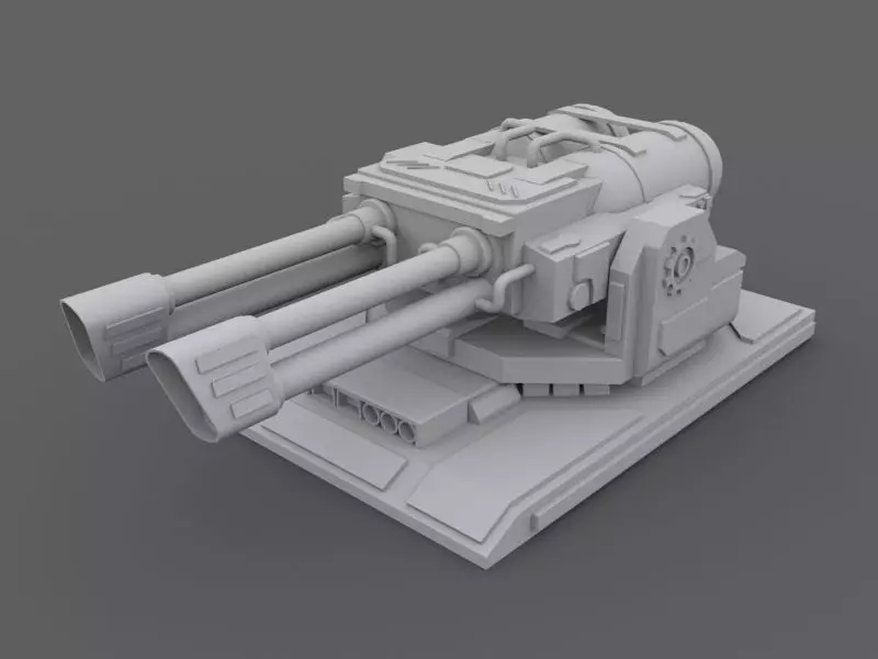 Turret machine gun Low-poly 3D model