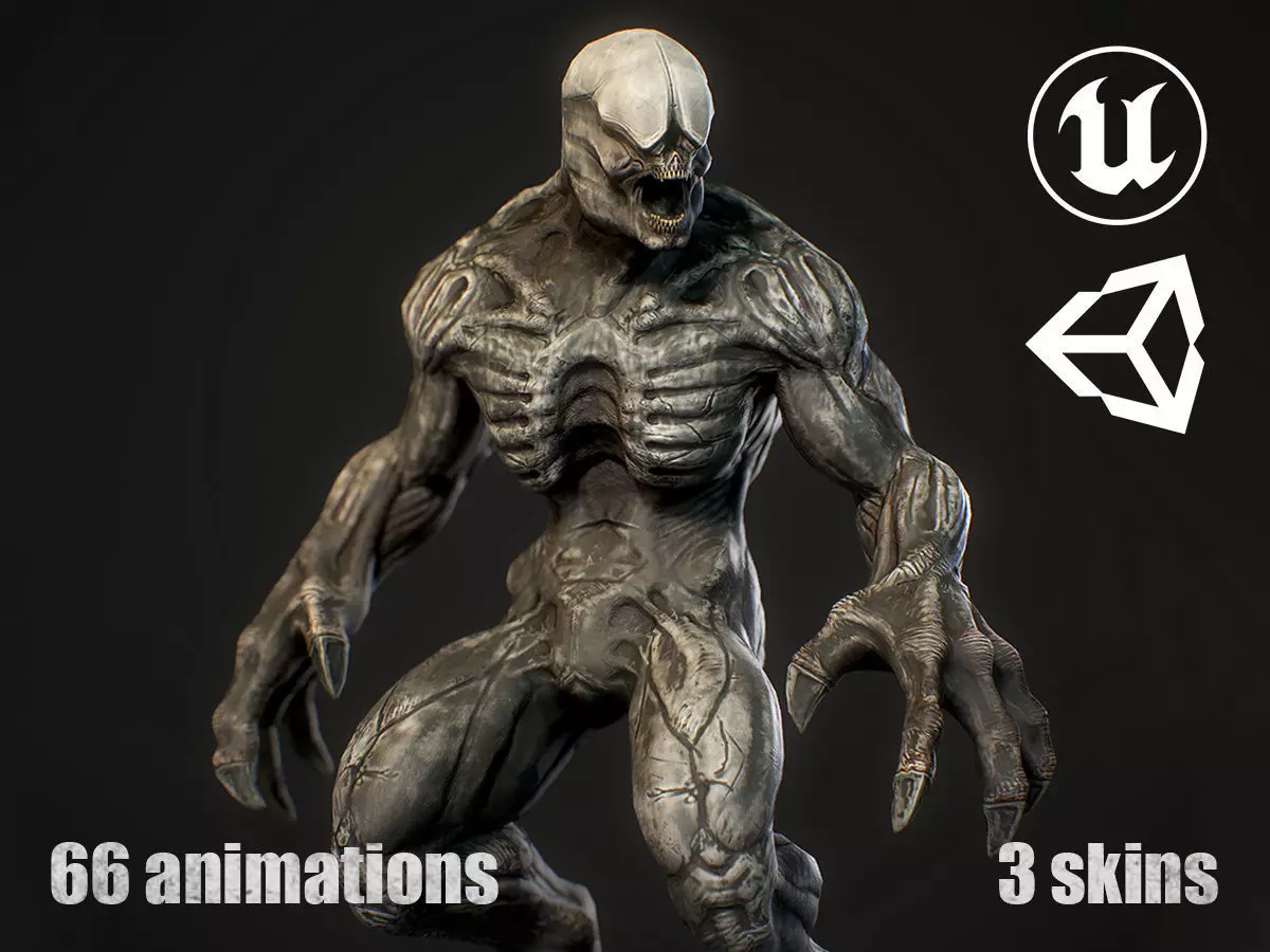 Horror Demon Creature v3 with 66 animations Low-poly 3D model_0