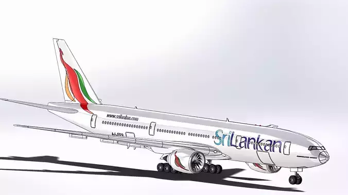 Boeing 777-300ER with Sri Lankan air lines Design Solidworks 3D model