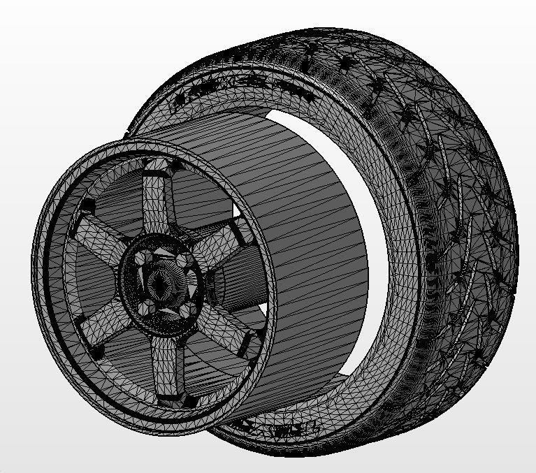 Wheel for scale model Rim TE37 tire with realistic tread pattern 3D print model_10
