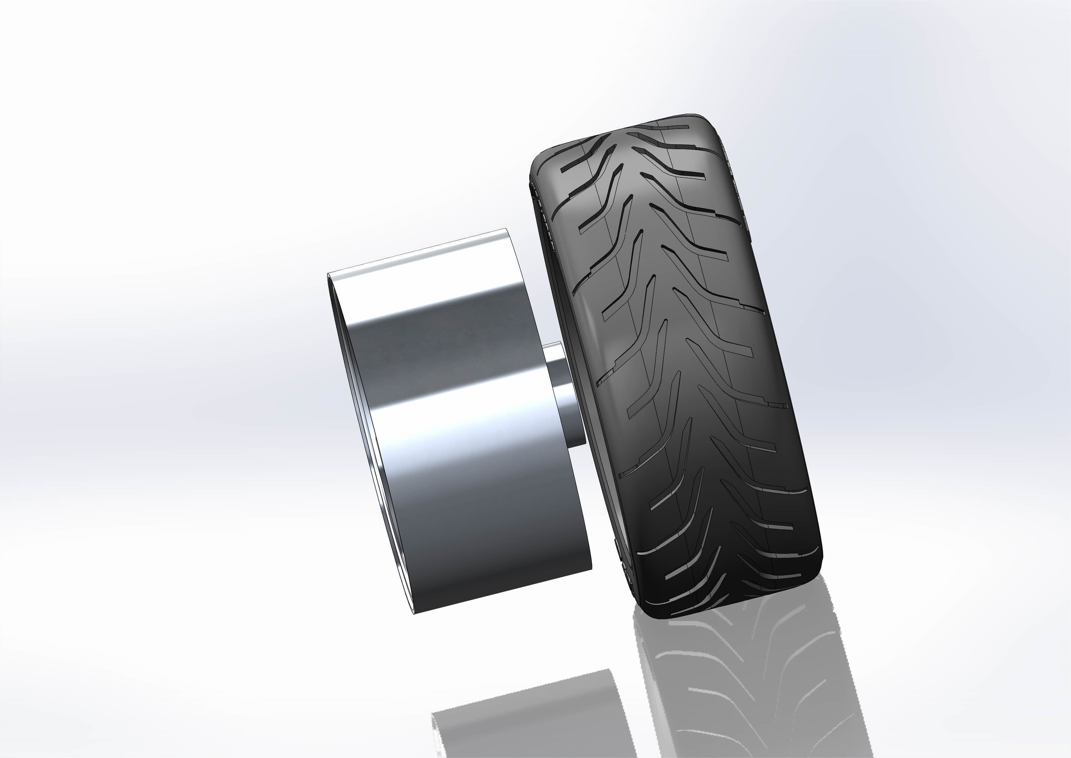 Wheel for scale model Rim TE37 tire with realistic tread pattern 3D print model_8