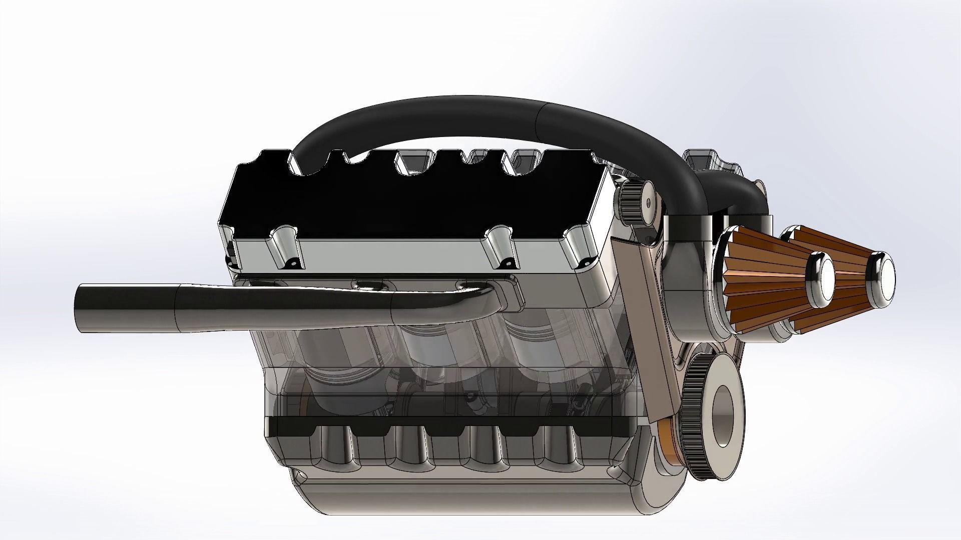 Car Engine with 2 turbo V6 solidworks 3D model_3