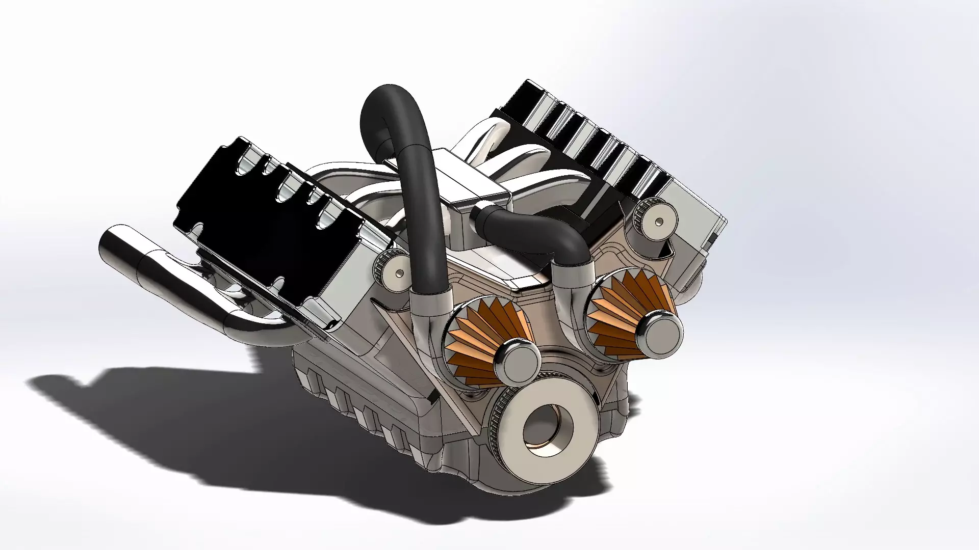 Car Engine with 2 turbo V6 solidworks 3D model_0