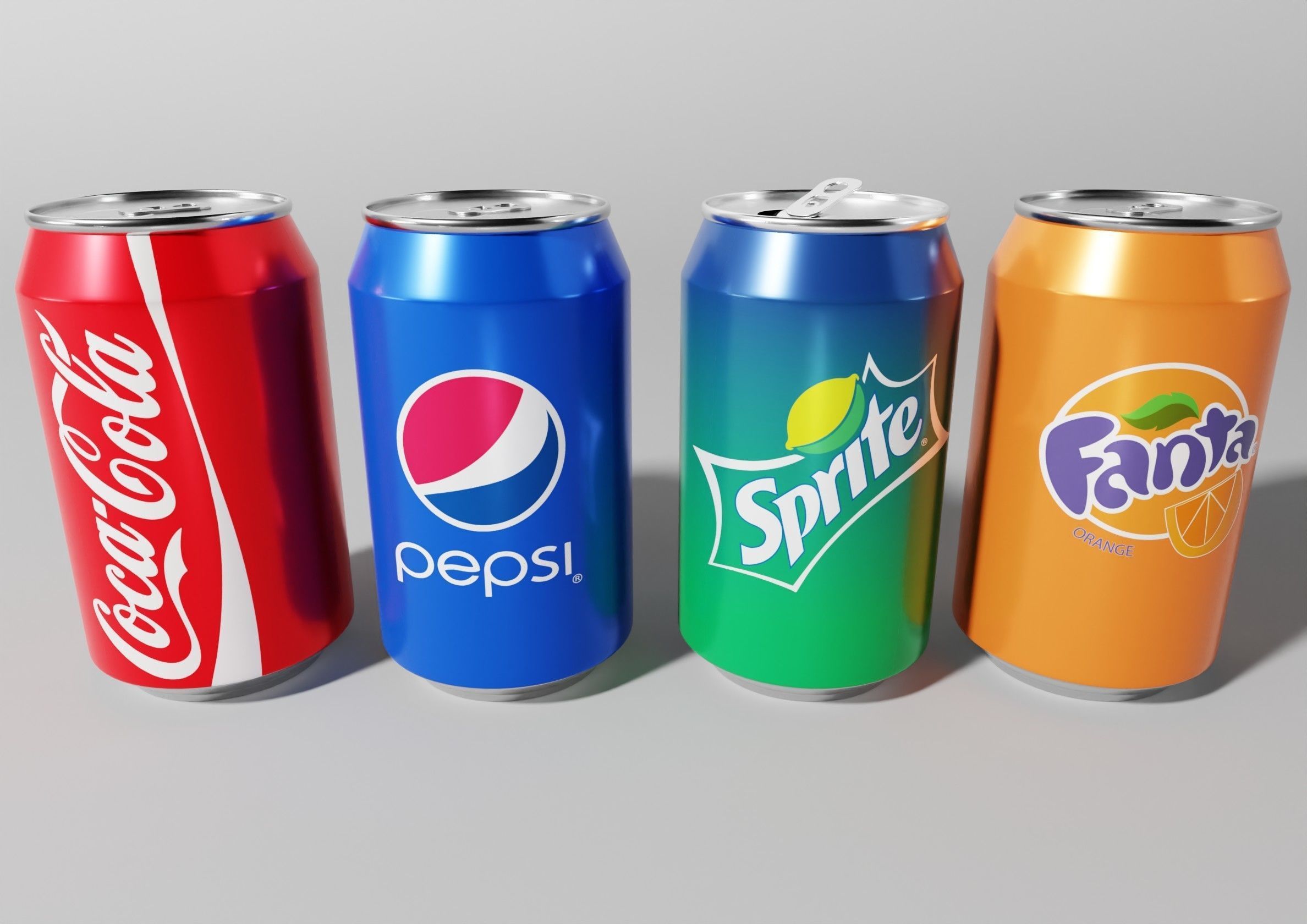Tin cans pepsi fanta coca cola sprite Low-poly 3D model_1