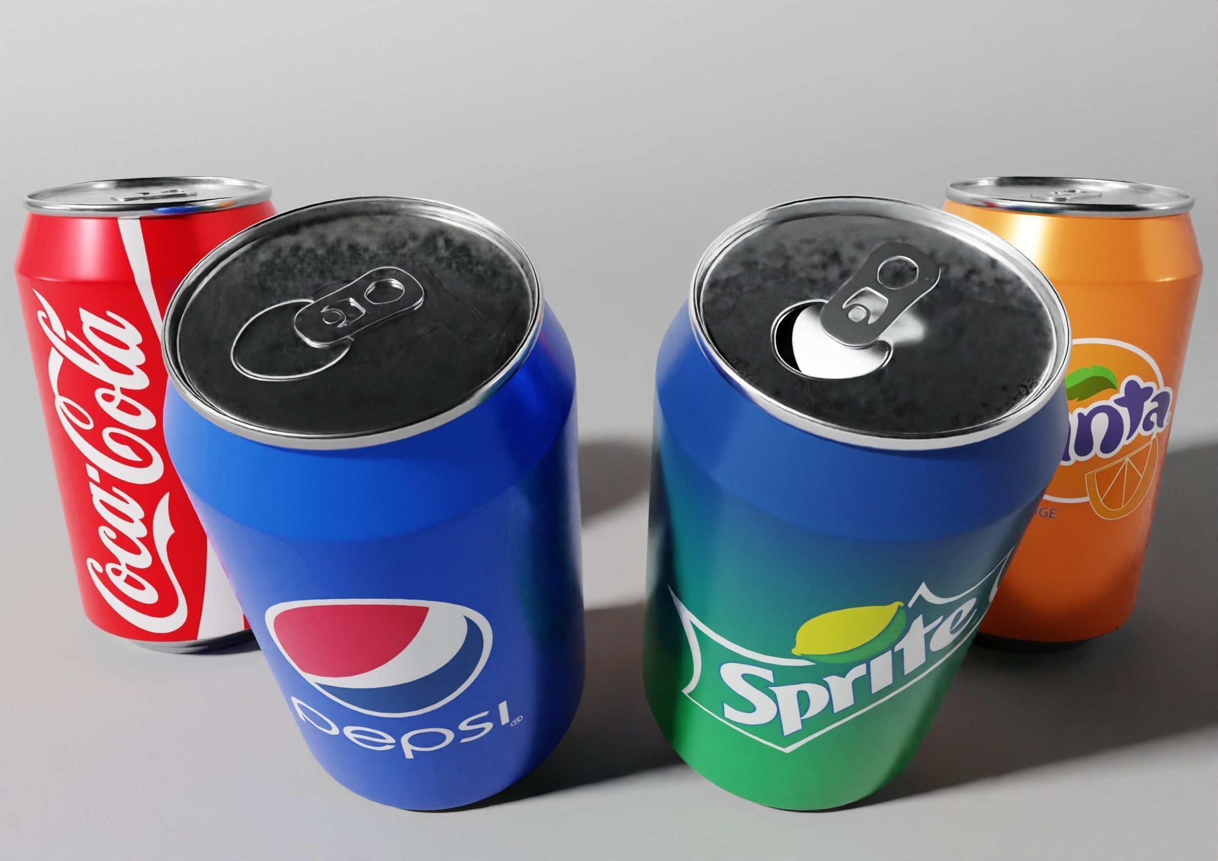 Tin cans pepsi fanta coca cola sprite Low-poly 3D model_6