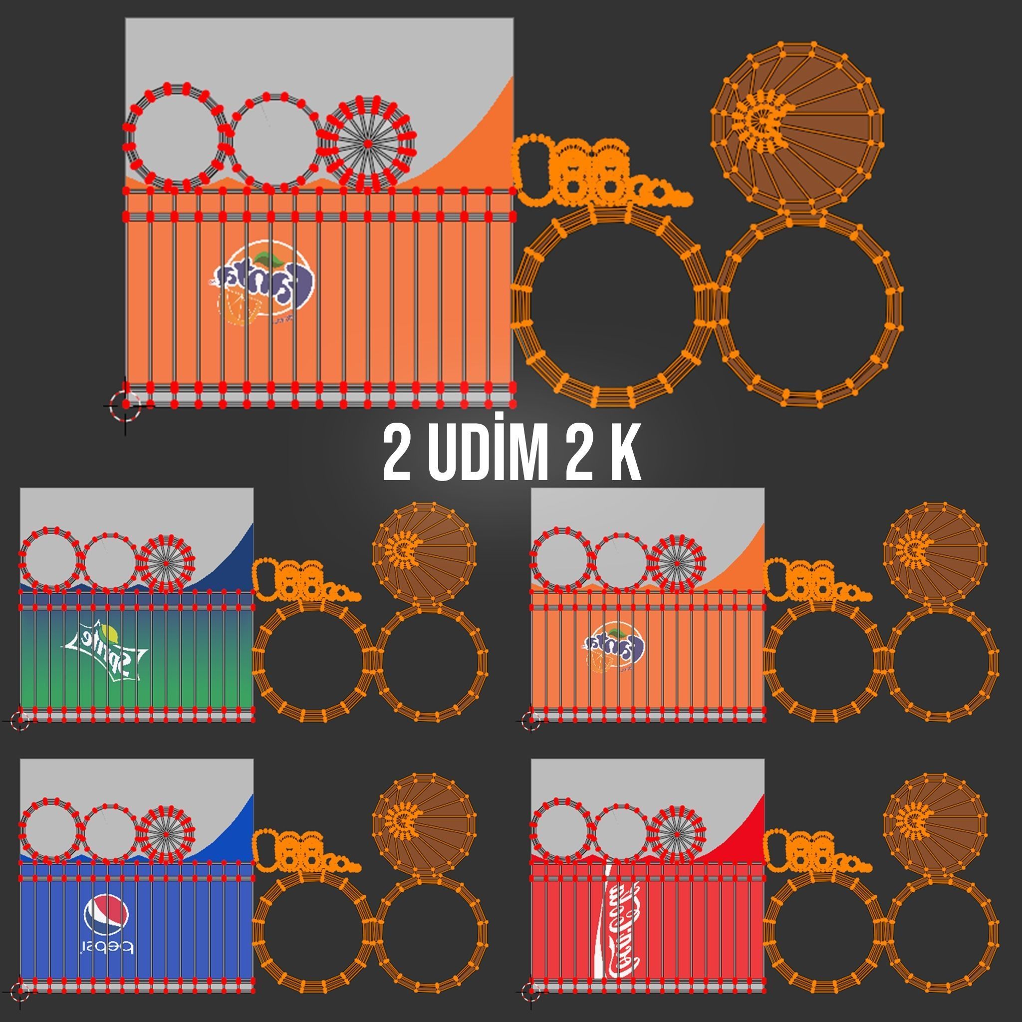 Tin cans pepsi fanta coca cola sprite Low-poly 3D model_11