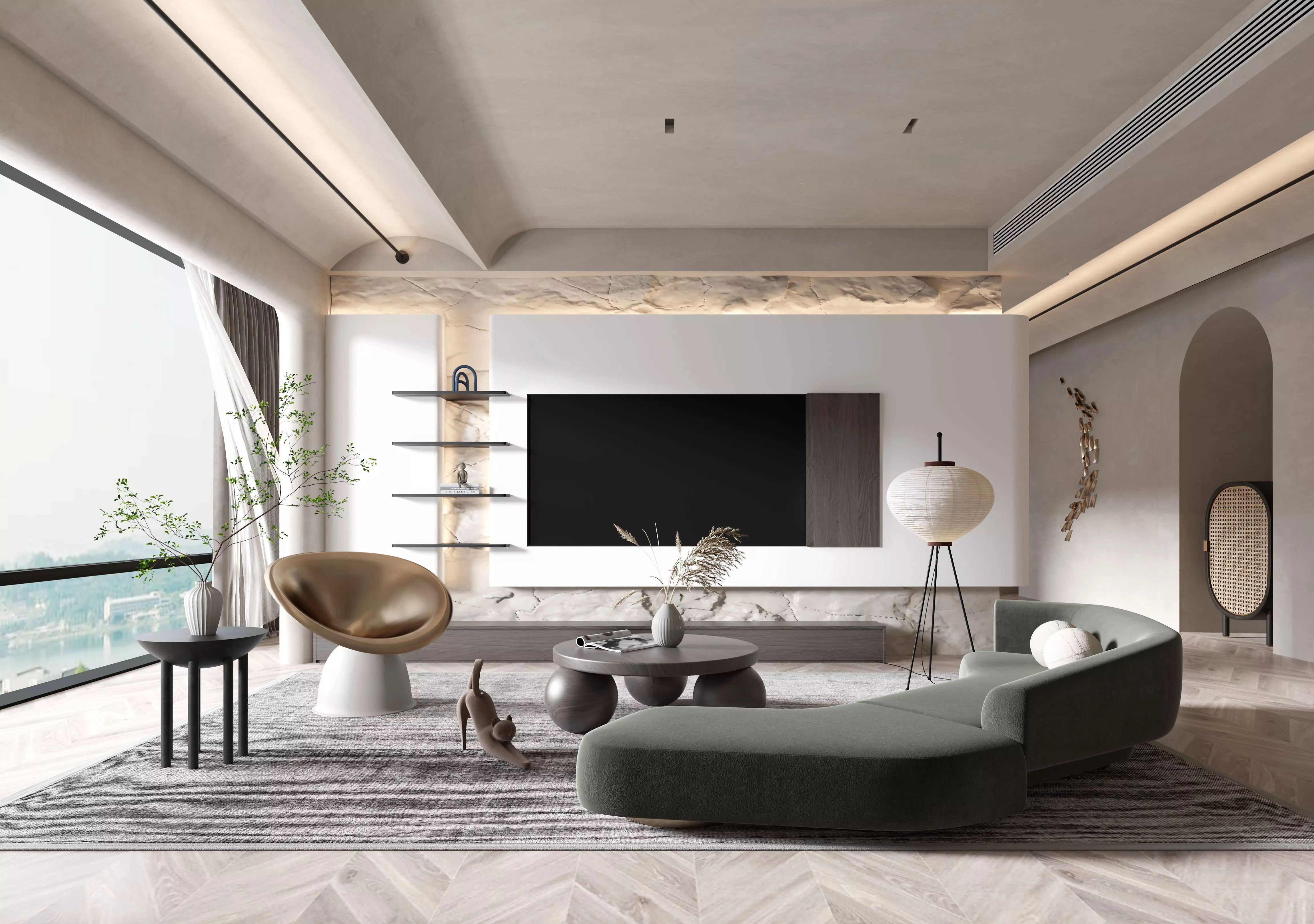 living room style Modern 3D model_0