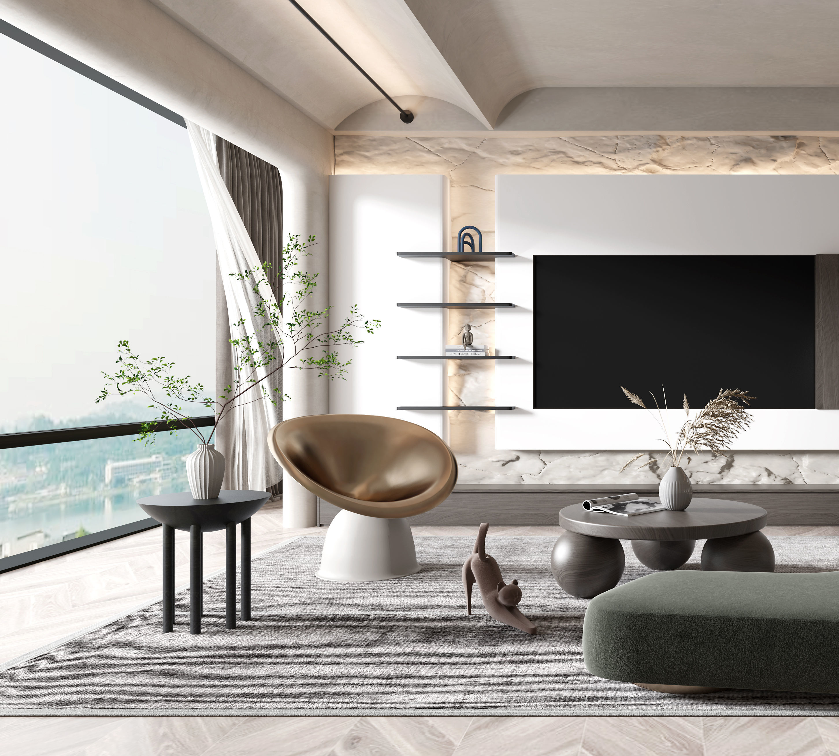living room style Modern 3D model_4