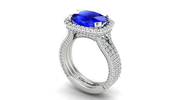Engagement Ring With Cushion Stone 3D print model