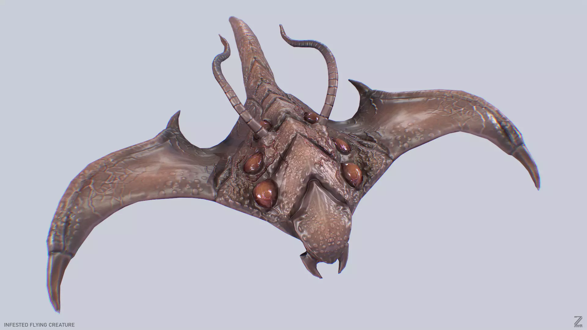 Infested flying creature Low-poly 3D model