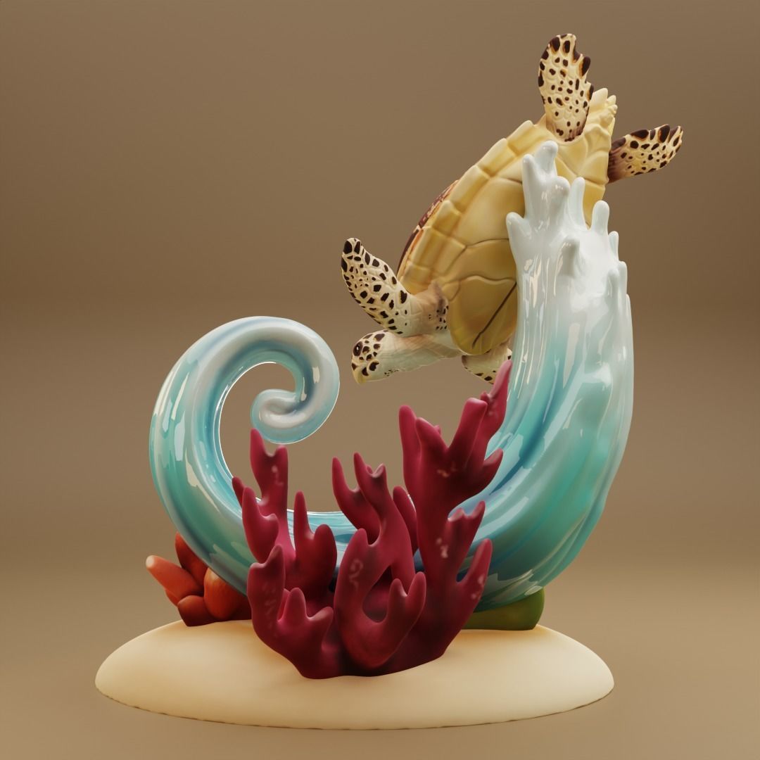 Hawksbill Turtle Sculpture 3D print model_2
