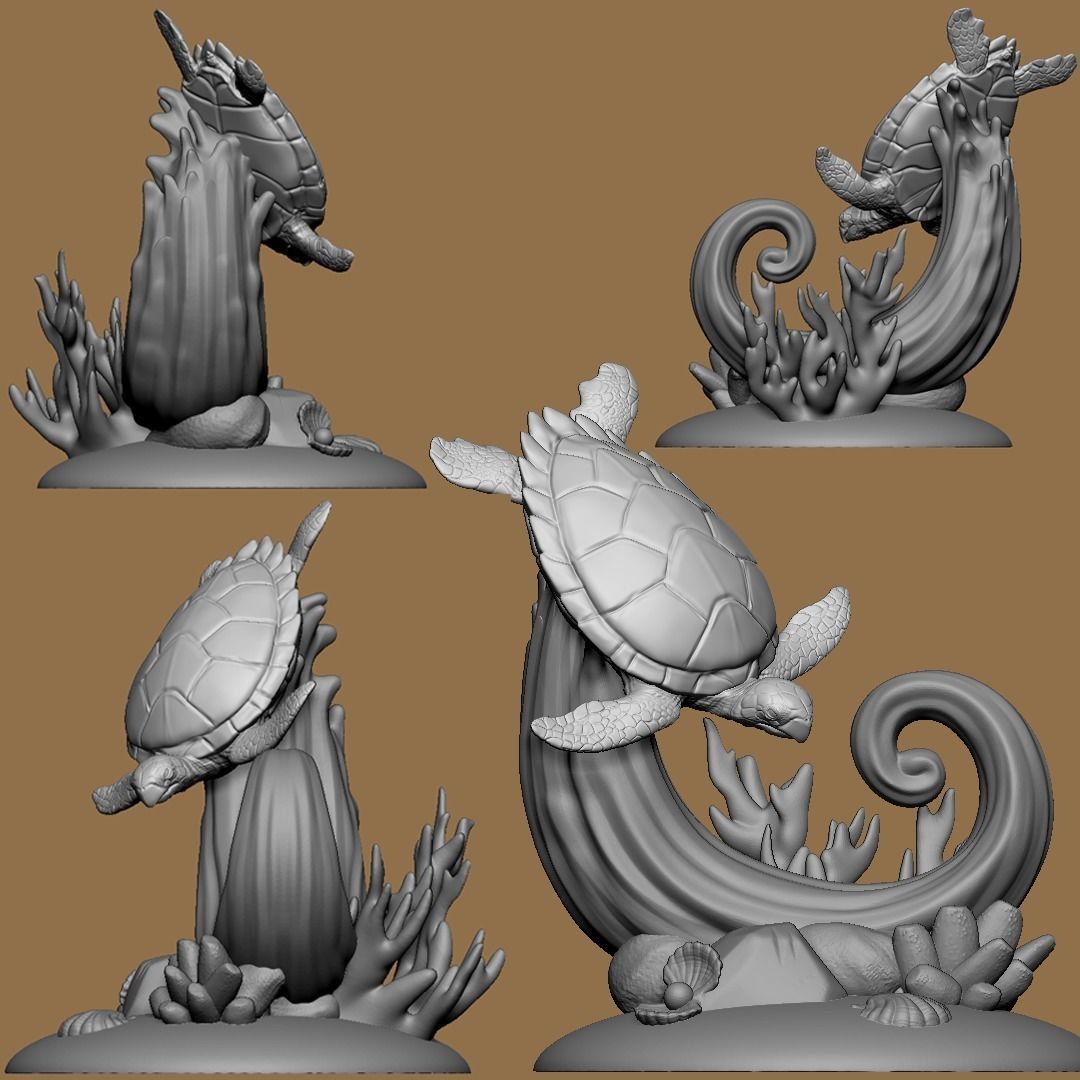Hawksbill Turtle Sculpture 3D print model_3
