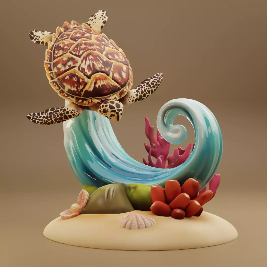 Hawksbill Turtle Sculpture 3D print model_0