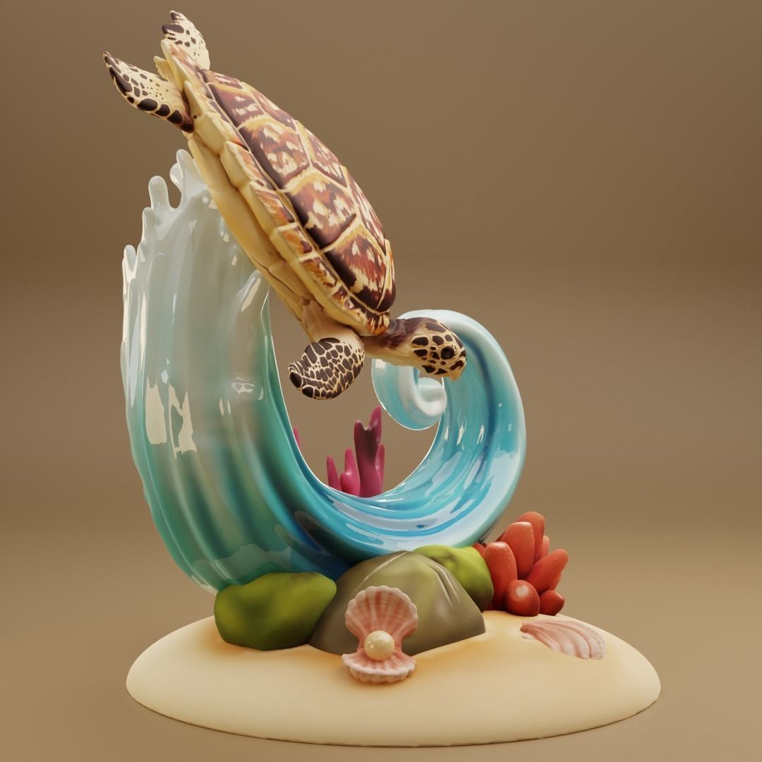 Hawksbill Turtle Sculpture 3D print model_1