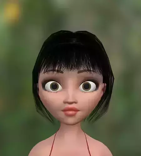 Pretty Girl Cartoon Wears PIKINI