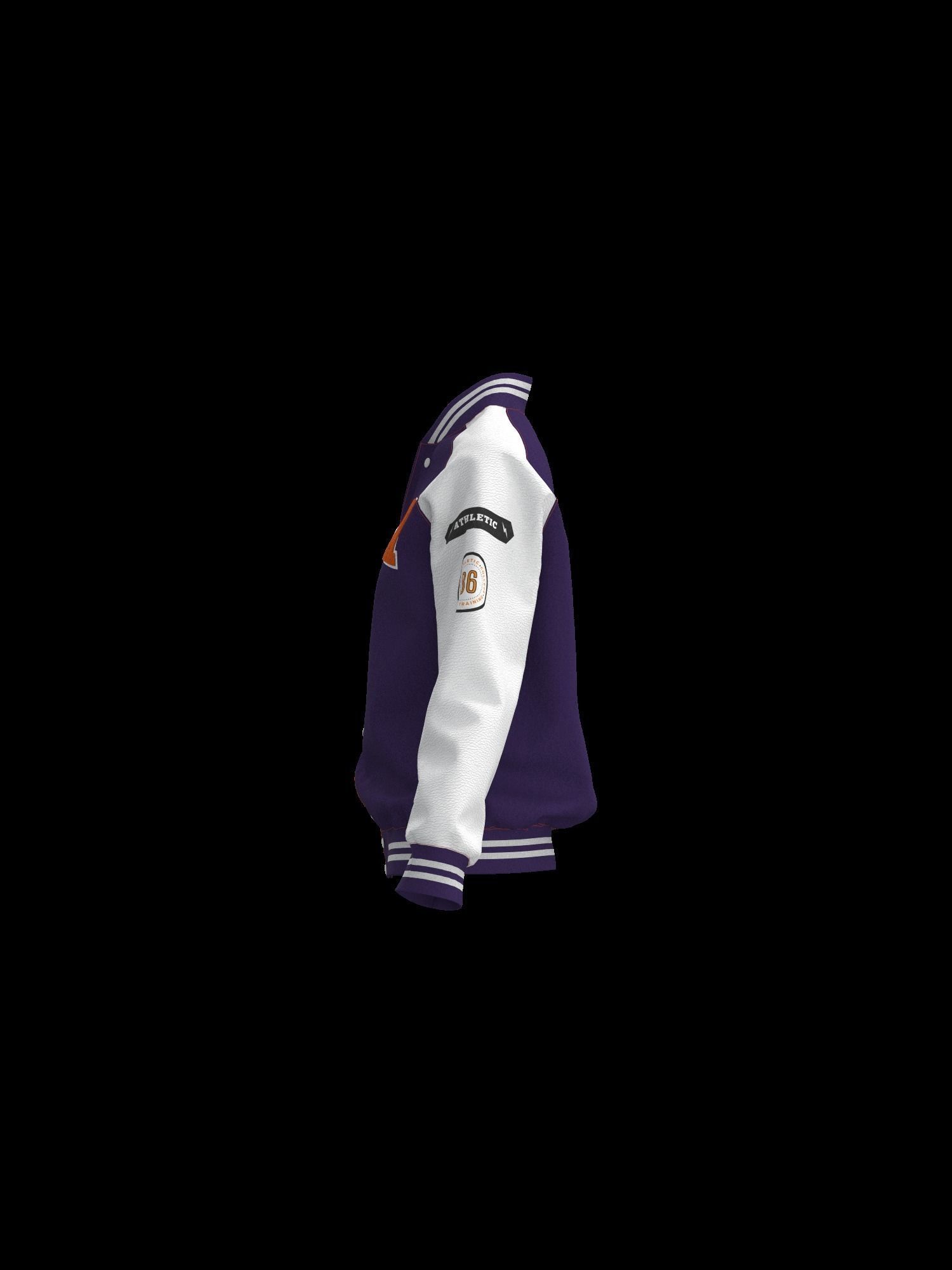Female raglan varsity jacket 3D model_4